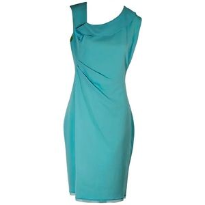 Teal Elie Tahari Asymmetric Fitted Cocktail Dress